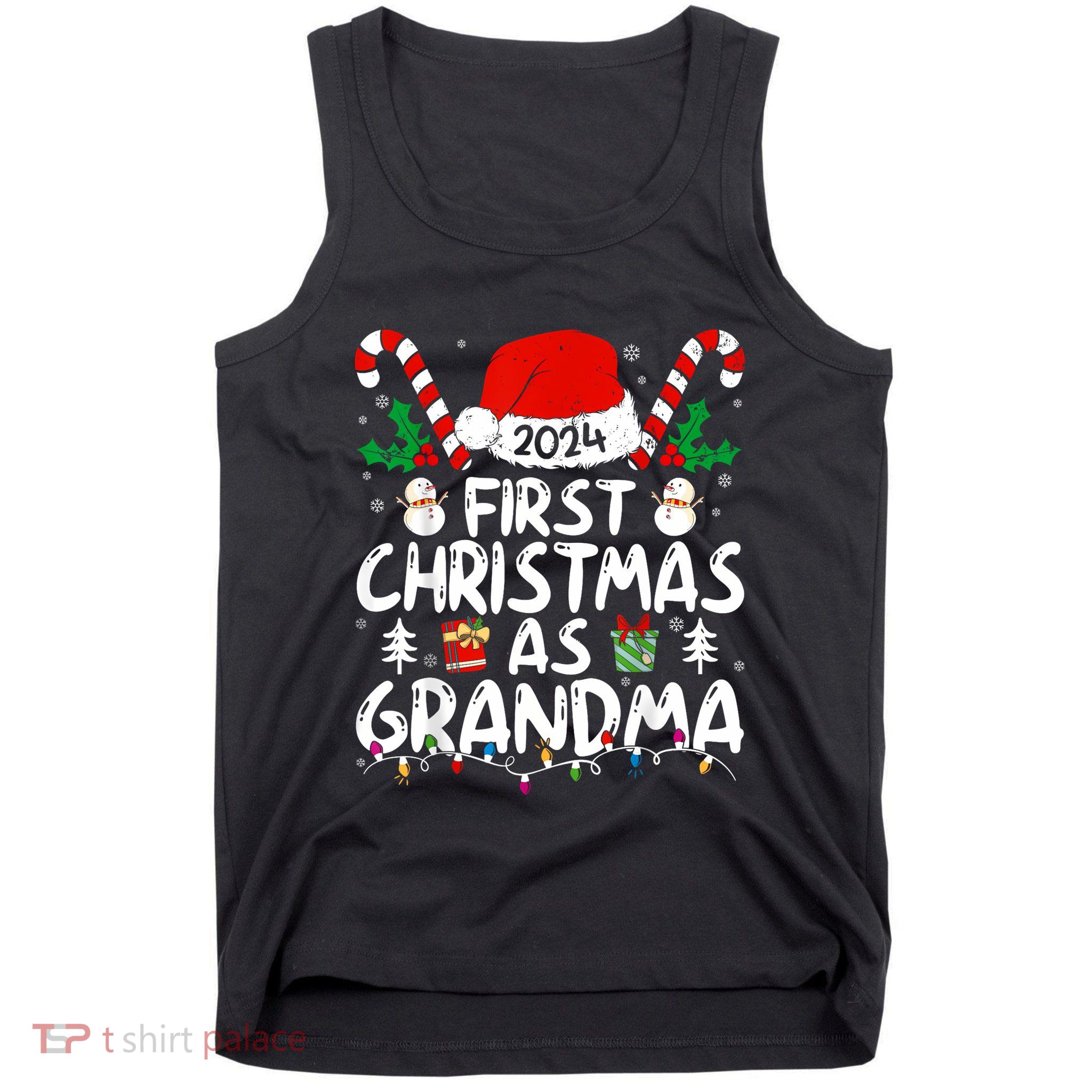 First Christmas As Grandma 2024 Family Matching New Grandma Tank Top