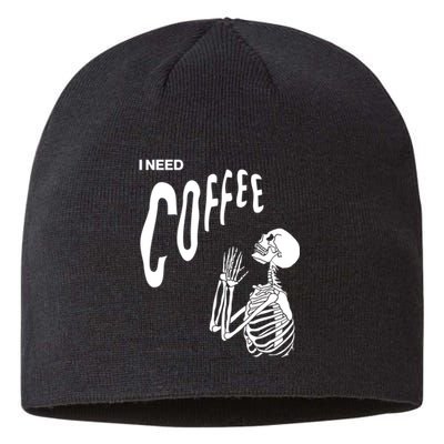 Funny Caffeine Addict Skeleton Coffee Sustainable Beanie