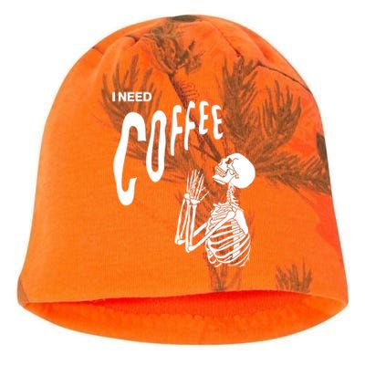 Funny Caffeine Addict Skeleton Coffee Kati - Camo Knit Beanie