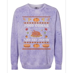 Food Comas And Fat Pants Ugly Christmas Sweater Thanksgiving Gift Colorblast Crewneck Sweatshirt