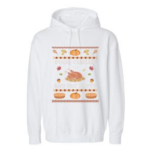 Food Comas And Fat Pants Ugly Christmas Sweater Thanksgiving Gift Garment-Dyed Fleece Hoodie