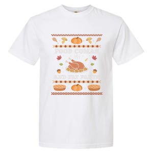 Food Comas And Fat Pants Ugly Christmas Sweater Thanksgiving Gift Garment-Dyed Heavyweight T-Shirt