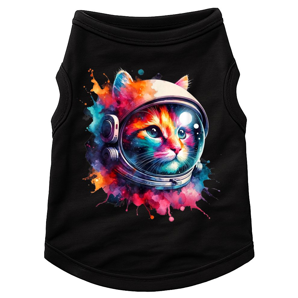 Funny Cat Astronaut Outer Space Watercolor Splash Cat Lover Doggie Tank