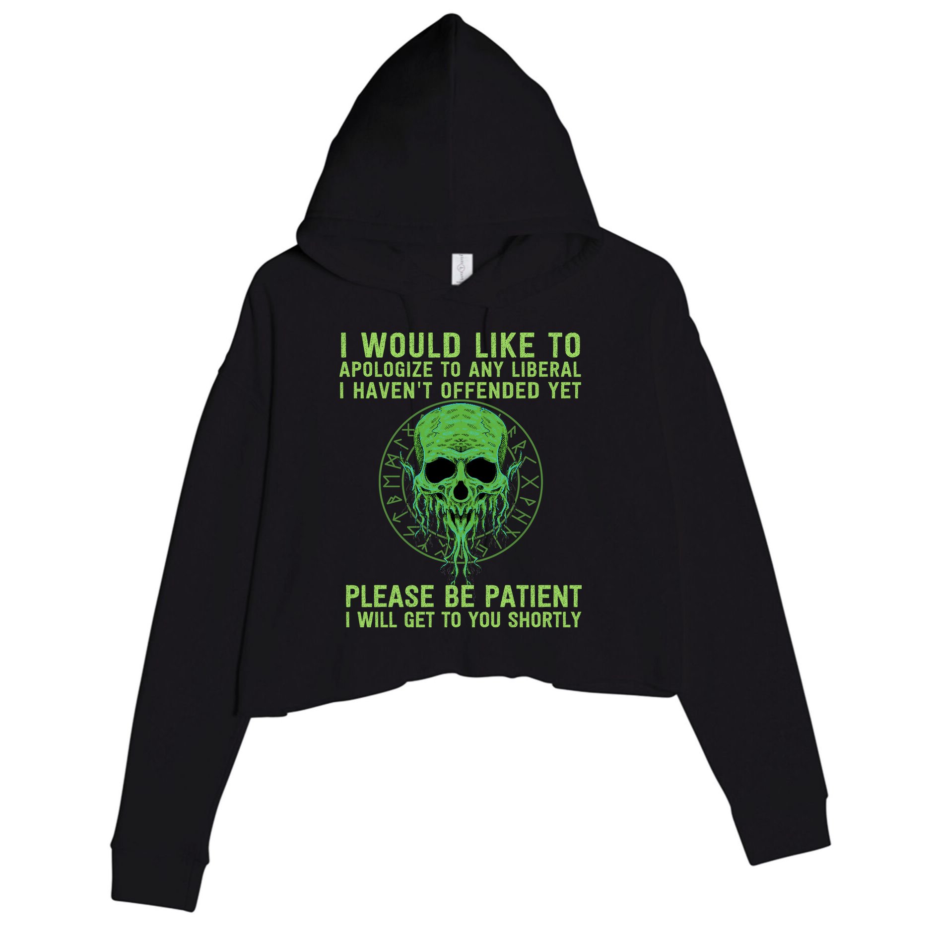 Funny Conservative Anti Woke Politically Incorrect Crop Fleece Hoodie
