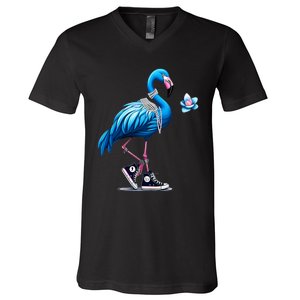 Flamingo Chucks And Pearls Comma La Kamala 2024 V-Neck T-Shirt