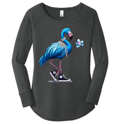 Flamingo Chucks And Pearls Comma La Kamala 2024 Women's Perfect Tri Tunic Long Sleeve Shirt