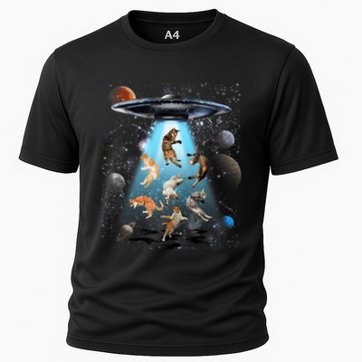 Funny Cat Astronaut Outer Space Watercolor Splash Cat Lover Performance Shirt