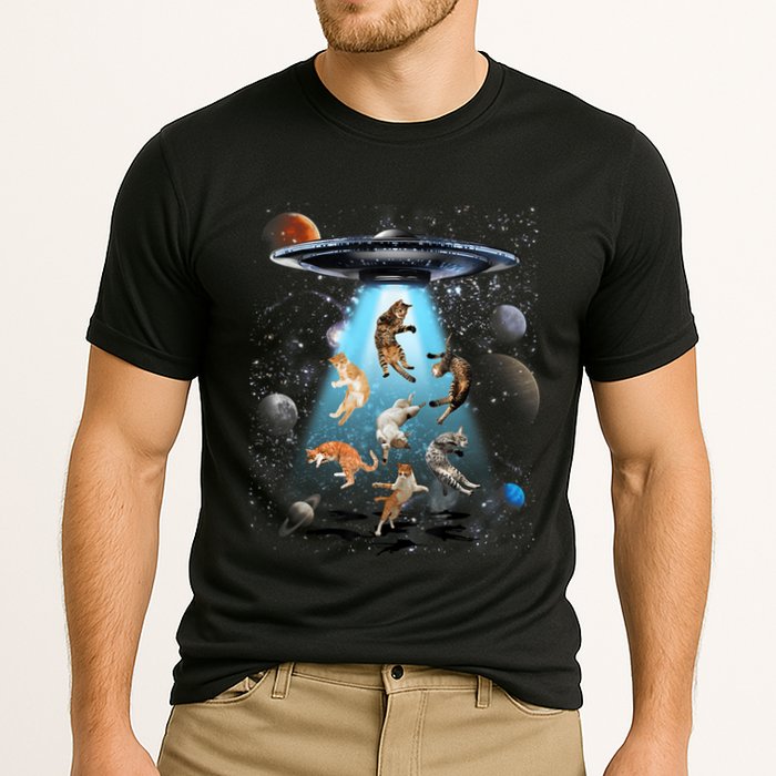 Funny Cat Astronaut Outer Space Watercolor Splash Cat Lover Performance Shirt
