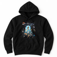 Funny Cat Astronaut Outer Space Watercolor Splash Cat Lover Hoodie