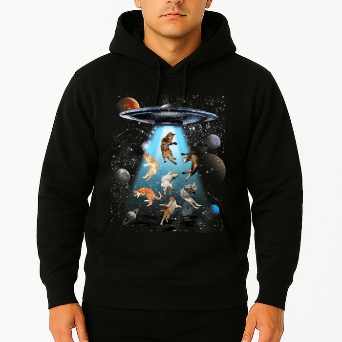 Funny Cat Astronaut Outer Space Watercolor Splash Cat Lover Hoodie