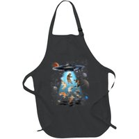Funny Cat Astronaut Outer Space Watercolor Splash Cat Lover Apron