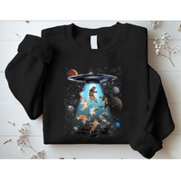 Funny Cat Astronaut Outer Space Watercolor Splash Cat Lover Sweatshirt