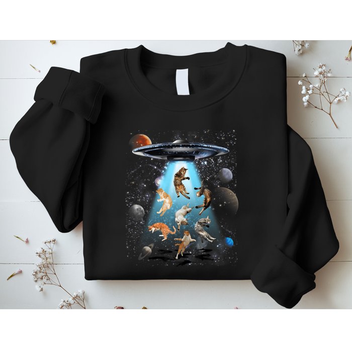 Funny Cat Astronaut Outer Space Watercolor Splash Cat Lover Sweatshirt