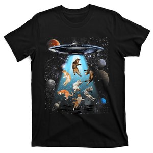 Funny Cat Astronaut Outer Space Watercolor Splash Cat Lover T-Shirt