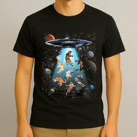 Funny Cat Astronaut Outer Space Watercolor Splash Cat Lover T-Shirt