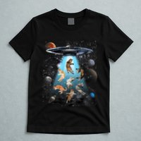 Funny Cat Astronaut Outer Space Watercolor Splash Cat Lover T-Shirt