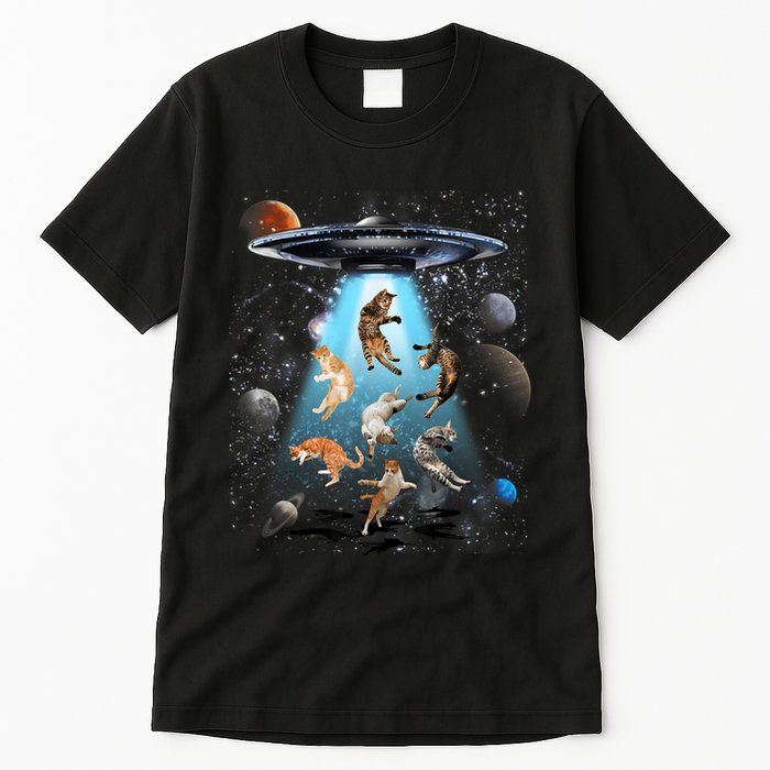 Funny Cat Astronaut Outer Space Watercolor Splash Cat Lover Tall T-Shirt