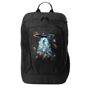 Funny Cat Astronaut Outer Space Watercolor Splash Cat Lover City Backpack