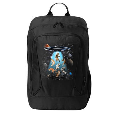 Funny Cat Astronaut Outer Space Watercolor Splash Cat Lover City Backpack
