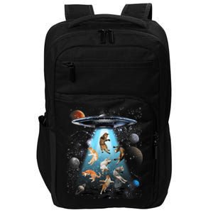 Funny Cat Astronaut Outer Space Watercolor Splash Cat Lover Impact Tech Backpack