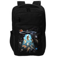 Funny Cat Astronaut Outer Space Watercolor Splash Cat Lover Impact Tech Backpack