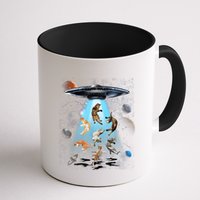 Funny Cat Astronaut Outer Space Watercolor Splash Cat Lover Mug