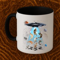 Funny Cat Astronaut Outer Space Watercolor Splash Cat Lover Mug