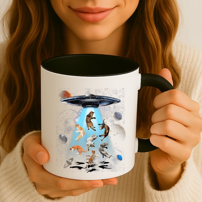Funny Cat Astronaut Outer Space Watercolor Splash Cat Lover Mug
