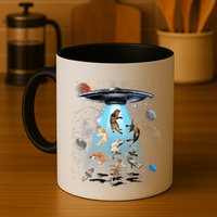 Funny Cat Astronaut Outer Space Watercolor Splash Cat Lover Mug