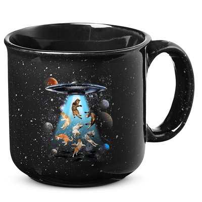 Funny Cat Astronaut Outer Space Watercolor Splash Cat Lover 15oz Campfire Ceramic Mug