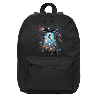 Funny Cat Astronaut Outer Space Watercolor Splash Cat Lover 16 in Basic Backpack