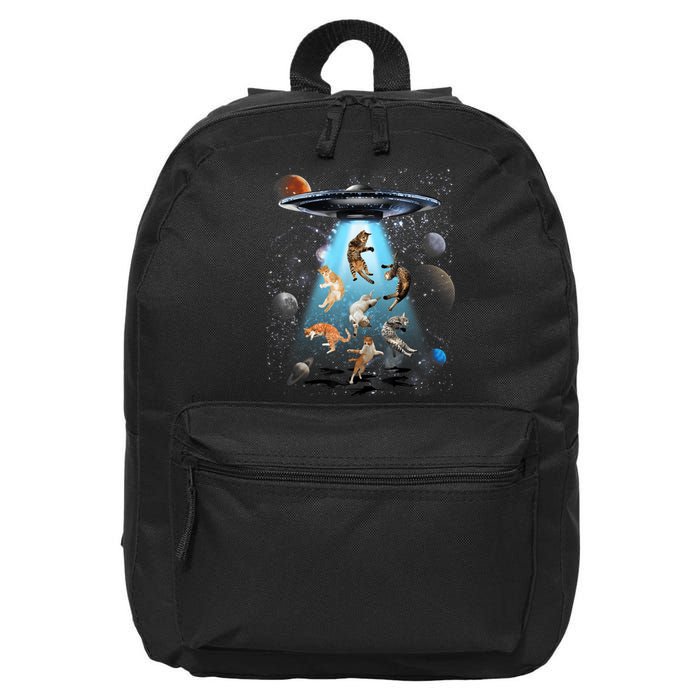 Funny Cat Astronaut Outer Space Watercolor Splash Cat Lover 16 in Basic Backpack