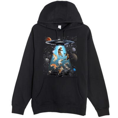 Funny Cat Astronaut Outer Space Watercolor Splash Cat Lover Premium Pullover Hoodie