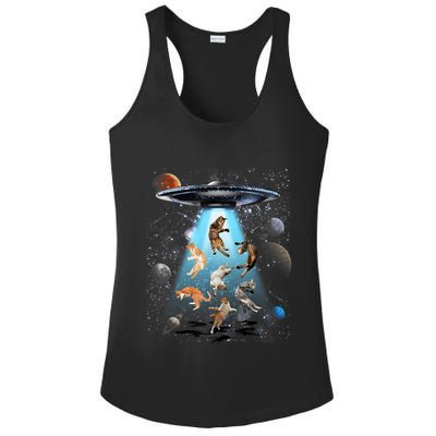 Funny Cat Astronaut Outer Space Watercolor Splash Cat Lover Ladies PosiCharge Competitor Racerback Tank