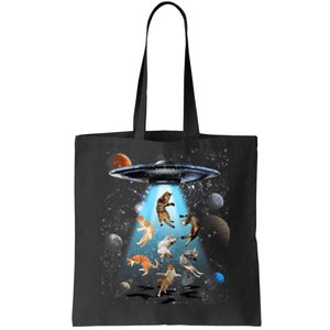 Funny Cat Astronaut Outer Space Watercolor Splash Cat Lover Tote Bag