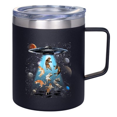Funny Cat Astronaut Outer Space Watercolor Splash Cat Lover 12oz Stainless Steel Coffee Mug