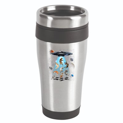 Funny Cat Astronaut Outer Space Watercolor Splash Cat Lover 16oz Travel Tumbler