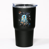 Funny Cat Astronaut Outer Space Watercolor Splash Cat Lover Tumbler