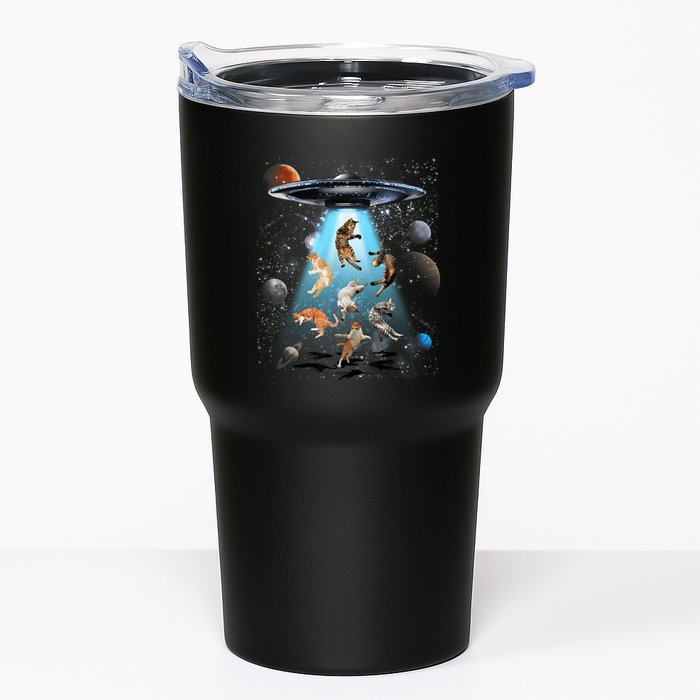 Funny Cat Astronaut Outer Space Watercolor Splash Cat Lover Tumbler