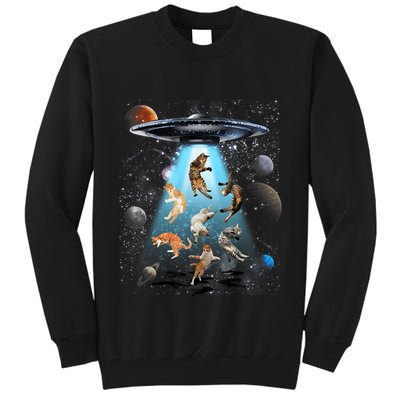 Funny Cat Astronaut Outer Space Watercolor Splash Cat Lover Tall Sweatshirt