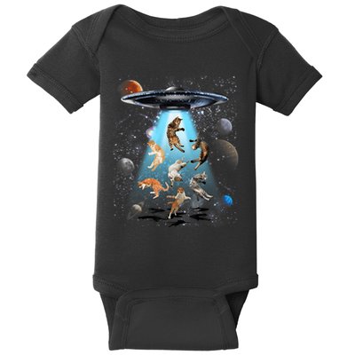 Funny Cat Astronaut Outer Space Watercolor Splash Cat Lover Baby Bodysuit