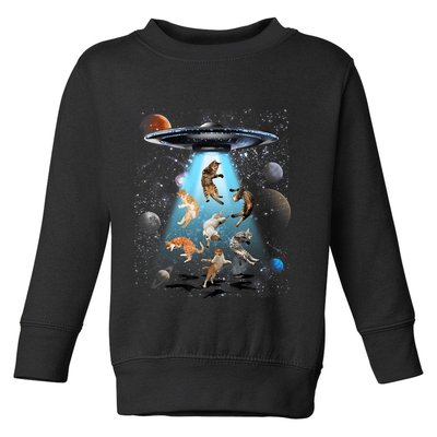 Funny Cat Astronaut Outer Space Watercolor Splash Cat Lover Toddler Sweatshirt