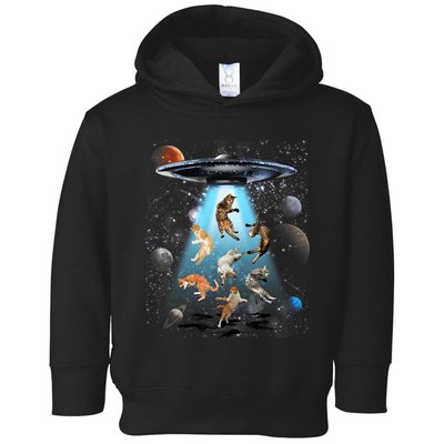 Funny Cat Astronaut Outer Space Watercolor Splash Cat Lover Toddler Hoodie