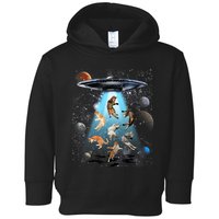 Funny Cat Astronaut Outer Space Watercolor Splash Cat Lover Toddler Hoodie