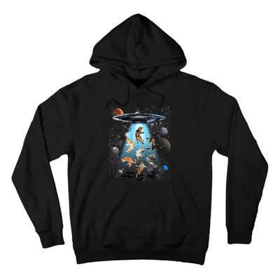 Funny Cat Astronaut Outer Space Watercolor Splash Cat Lover Tall Hoodie