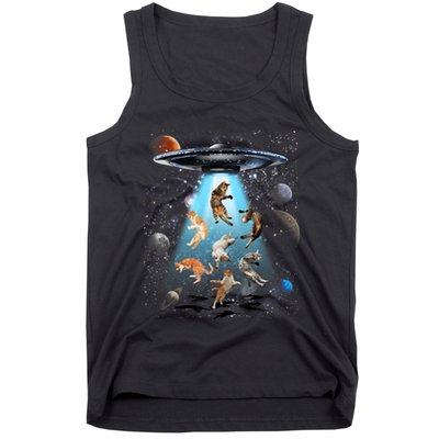 Funny Cat Astronaut Outer Space Watercolor Splash Cat Lover Tank Top