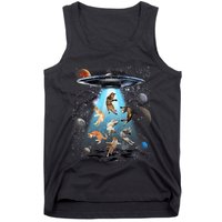 Funny Cat Astronaut Outer Space Watercolor Splash Cat Lover Tank Top