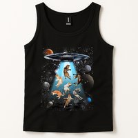 Funny Cat Astronaut Outer Space Watercolor Splash Cat Lover Tank Top