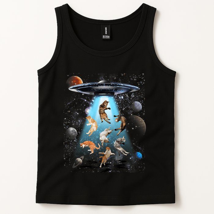 Funny Cat Astronaut Outer Space Watercolor Splash Cat Lover Tank Top