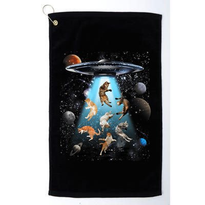 Funny Cat Astronaut Outer Space Watercolor Splash Cat Lover Golf Towel